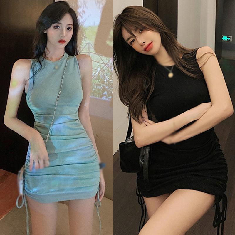 Французская сумка на бедрах с завязками без рукавов Фея Летняя узкая короткая юбка Темпераментное маленькое платье