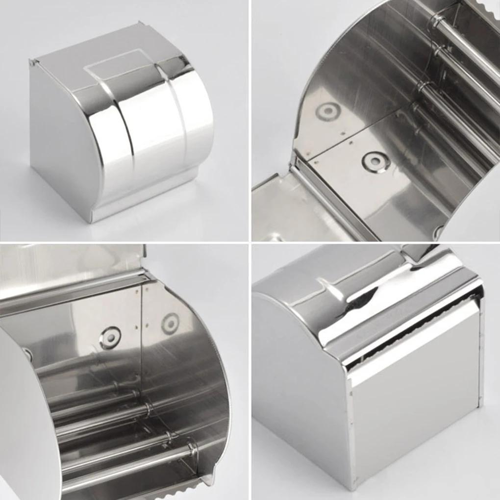 Toilet Paper Clean And Dry Roll Door Closed Holder Stainless Steel Is Waterproof And Rust Resistant Silvery Paper Towels Shelf