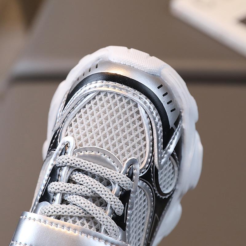 Весенне-летняя новая детская спортивная обувь для мальчиков и девочек, дышащая сетка, одинаковые по цвету неуклюжие кроссовки, модная мягкая прогулочная обувь для малышей