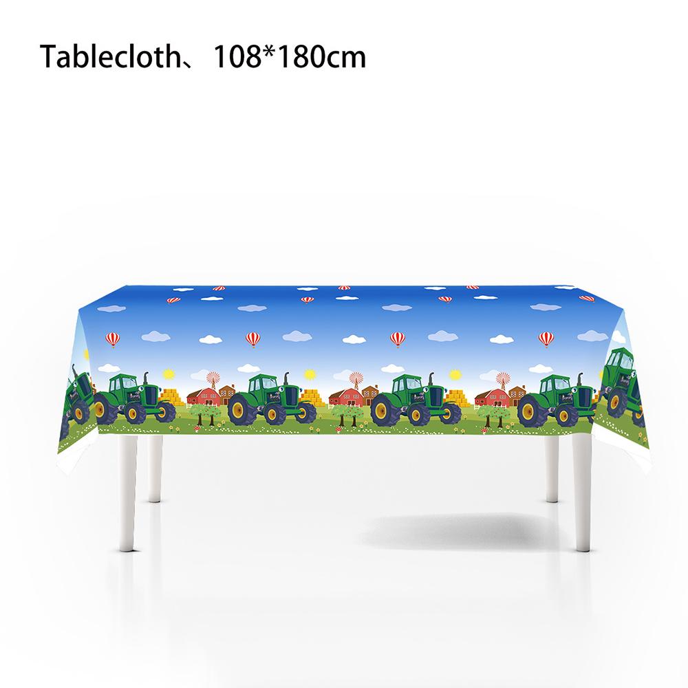 New 51PCS Farm Tractor Party Tableware Included Plates, Cups, Napkins, a Tablecloth