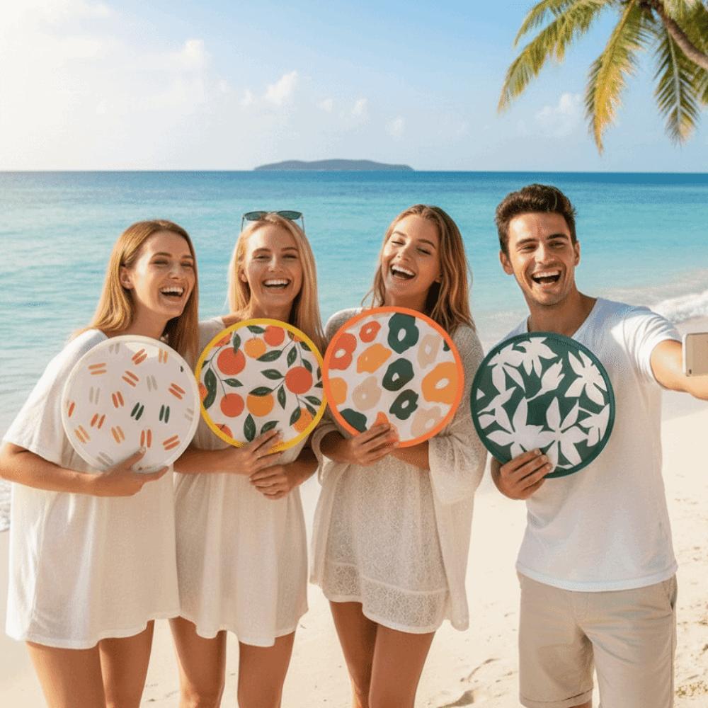 Japanese Style Portable Folding Fan Collapsible Flying Disc Fan Lightweight Cooling Fan Travel