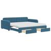 VidaXL Daybed with Trundle and Drawers Blue 100x200 Cm Velvet 3197007