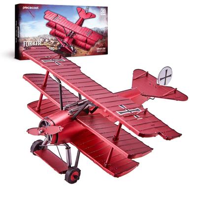 3D-пазл Piececool - Металлический - Трехплановый истребитель Fokker Dr.I Красного Барона - Требуется сборка, клей не нужен - Уровень сложности 2 звезды - Средний - Взрослый -