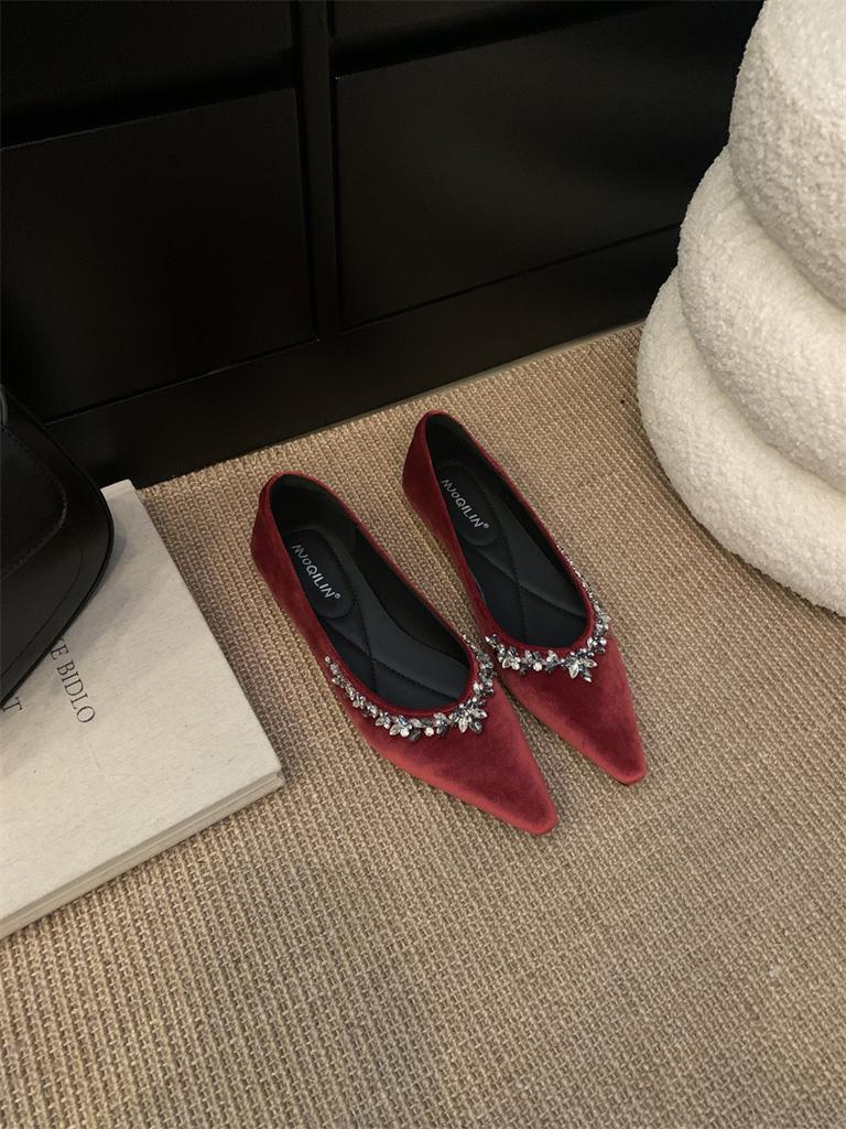 Модная женская обувь на плоской подошве Весна Осень 2025 с бриллиантовым носком и неглубоким вырезом Лоферы Женская Роскошная Обувь Женские Zapatillas Mujer