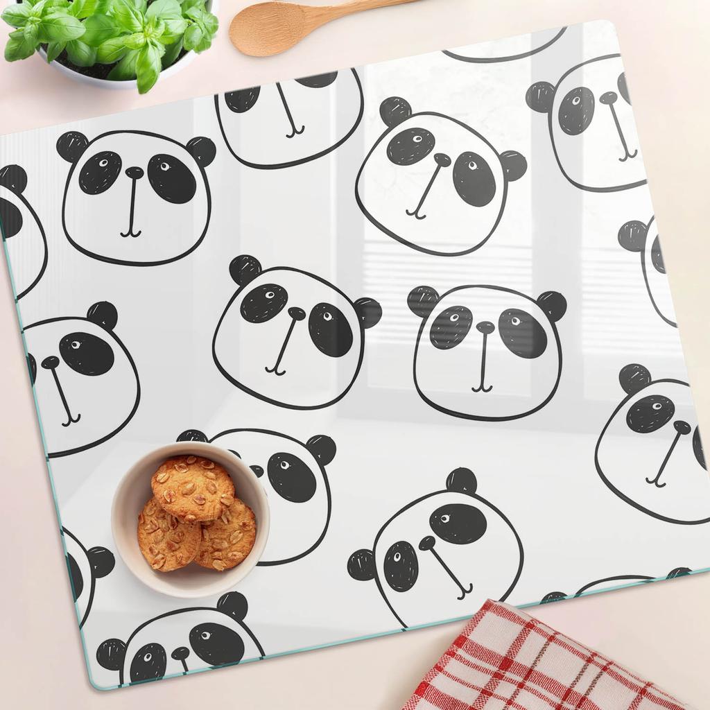 Kuchenna Wielofunkcyjna Ozdobna Deska Ze Szkła Hartowanego Panda 60X52 Cm