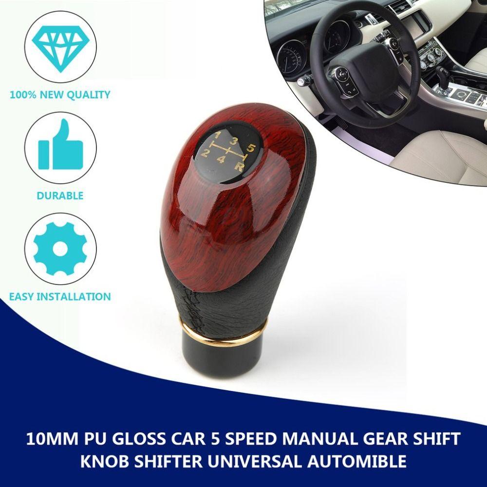 Knob Gloss Imitation Peach Wood Manual Gear Stick Knob Shift Shifter 5-Speed Lever Car Shift Knob