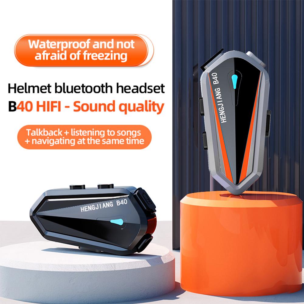 B40 Гарнитура для мотоциклетного шлема, 1600 мАч, длительный срок службы, HIFI, стереофоническое голосовое управление, Bluetooth, громкая связь, IPX7, водонепроницаемая окружающая подсветка для мотодомофона
