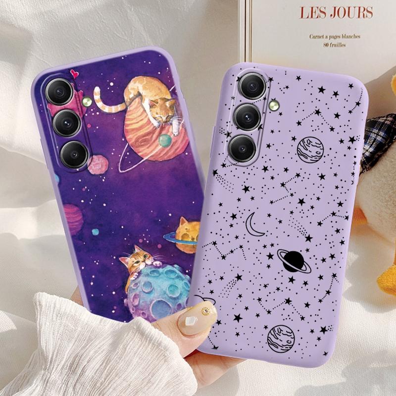 Мягкий силиконовый чехол с изображением мультяшного кота для Xiaomi Redmi Note 13 Pro 13C 14 Samsung A35 A55 M35 S24 Huawei Honor 200 iPhone Camera Защитный противоударный чехол