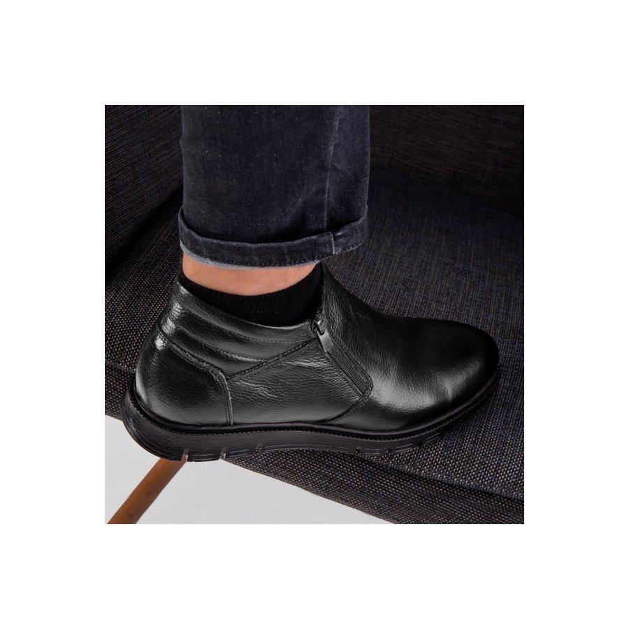 Мужские повседневные стильные ботинки из натуральной кожи на резиновой подошве с меховой подкладкой