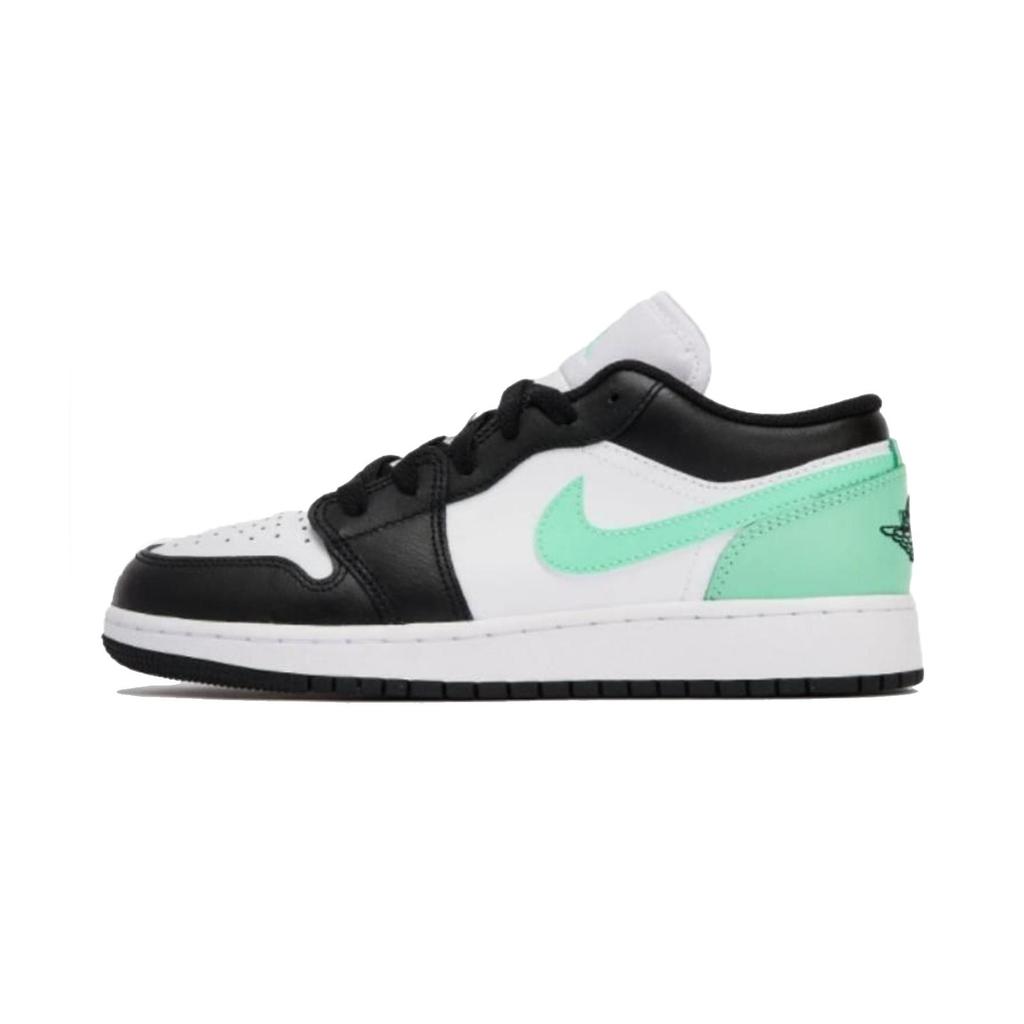 Jordan Air Jordan 1 Low Винтажные Баскетбольные Кроссовки Мужские Черно-Бело-Зеленые 553558-131(Команда85-)