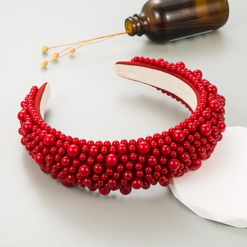 Женская повязка для волос, универсальная повязка на голову с жемчужной губкой и широкими краями, элегантный головной убор с высокой заколкой на голову