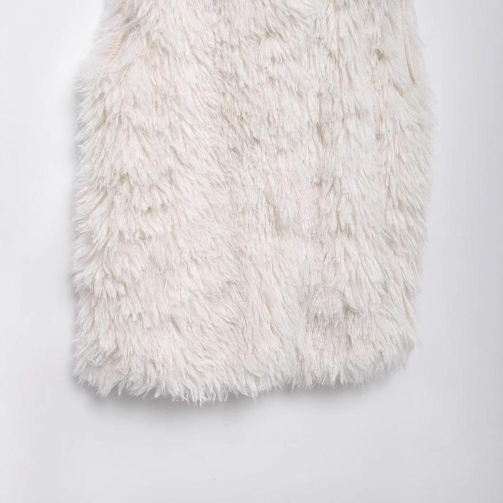 Женский безрукавный жилет из искусственного меха на осень/зиму 2024 - Европейский и американский стиль