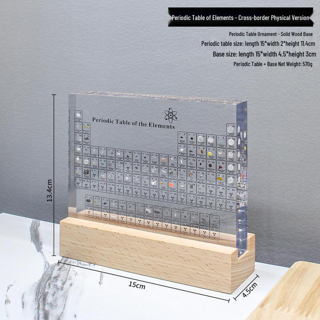Акриловый встроенный дисплей периодической таблицы с физическими элементами