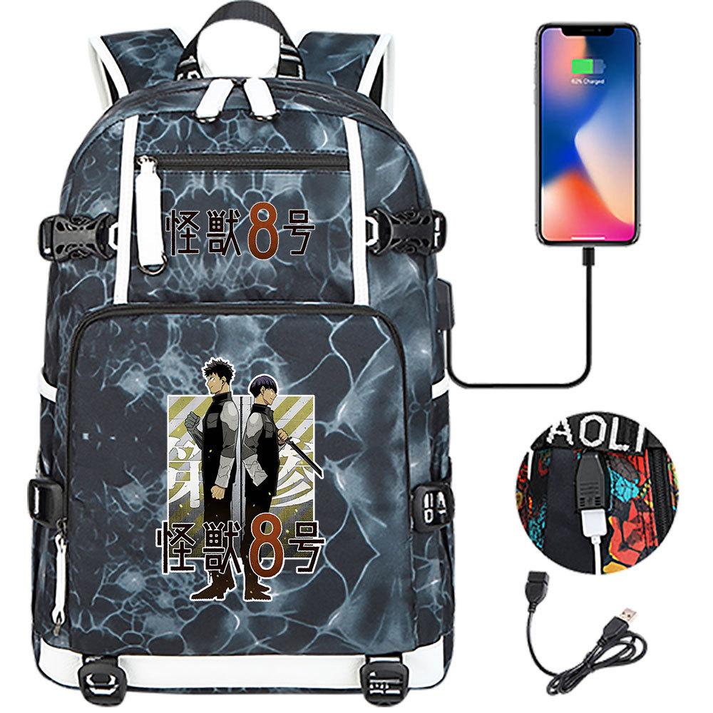 Kaiju 8 Printed USB Port Teen Student Backpack Casual Large Capacity Travel Daypack