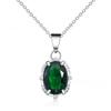 AAAA Zircon New Silver Noble Green Diamond Pendant Necklace Trendy Korean Style Jewelry