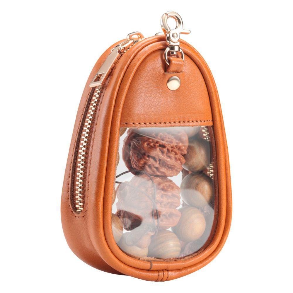 Transparent Design Jewelry Organizer Bag Leather Material Waterproof Jewelry Bag  Hand String