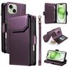 For iPhone 15 Case with Multi-Card Holder and Strap PU Leather Phone Cover Stand