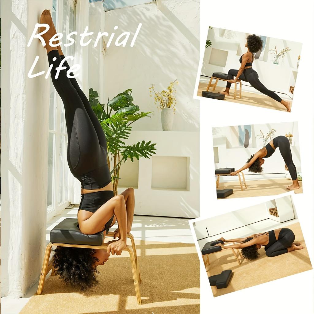 Скамья для йоги, стойка на голове, инверсионная скамья для йоги с деревянной рамой и полиуретановыми подушками, тренировка равновесия для снятия усталости, нагрузка 330 фунтов