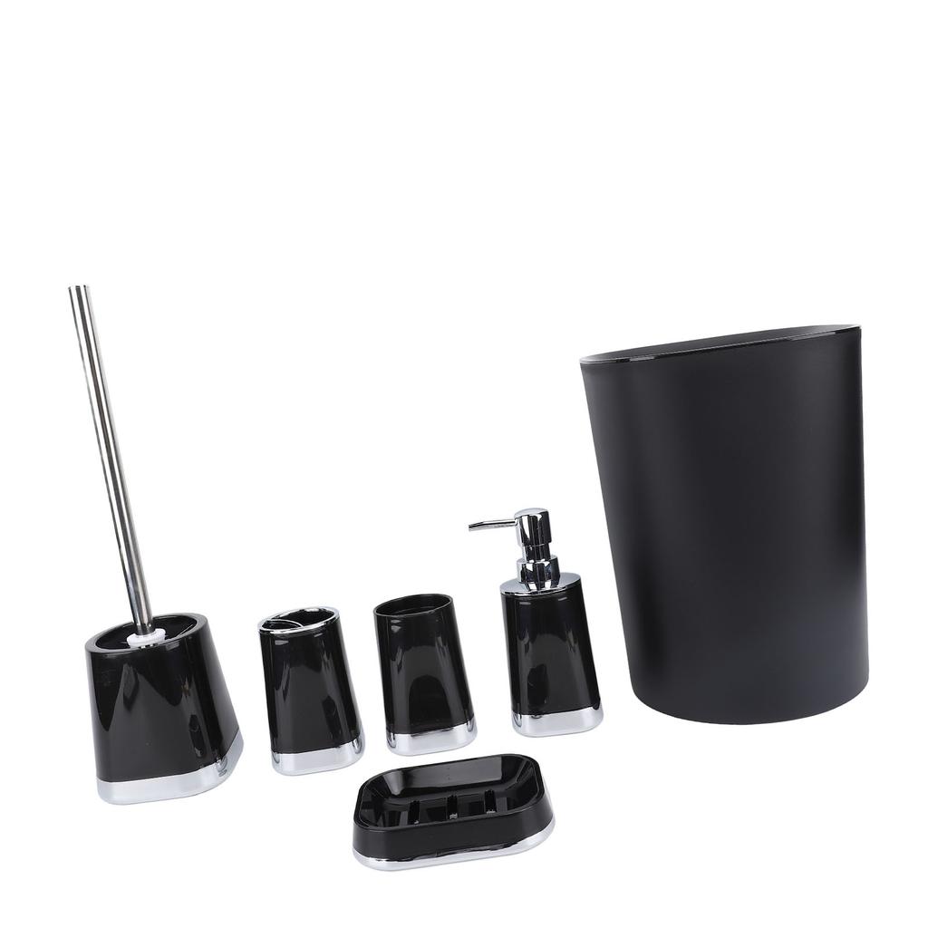 Bathroom Accessory Set PP Practical Trash Can Mouthwash Cup Toilet Brush Soap Dispenser for Home
