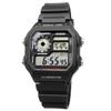 Casio Мировое время Цифровые часы AE-1200WH-1AV Черные (Импортный) / -1200WHD-1AV Мужской серебристый металлический браслет (Импортный)