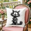 Valentine Black Cat Cushion Cover Soft Plush Throw Pillow Cover  DoubleSided Decorative Cushion Case  Sofa Bedroom Home Decor