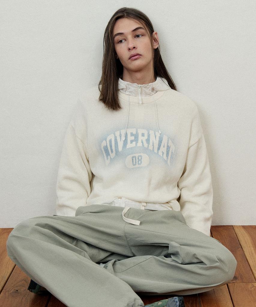 COVERNAT Spray Arch Logo Crewneck Knit Ivory