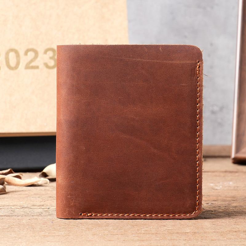 Кожаные мужские кошельки Crazy Horse, маленький кошелек ручной работы в стиле ретро, ​​брендовый дизайнерский кошелек из коровьей кожи, мужской кошелек