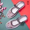 Spring and Summer Lasagna Cloth Shoes Women Old Beijing Cloth Soles Middle-aged and Elderly Mother Embroidered Shoes One-word Buckle Flowers
