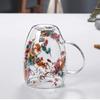 Двойная стеклянная чашка с ручкой, украшенная засушенными цветами, кофейная чашка, молочная кружка, термостойкие чайные чашки, стеклянная кружка, кухонные принадлежности