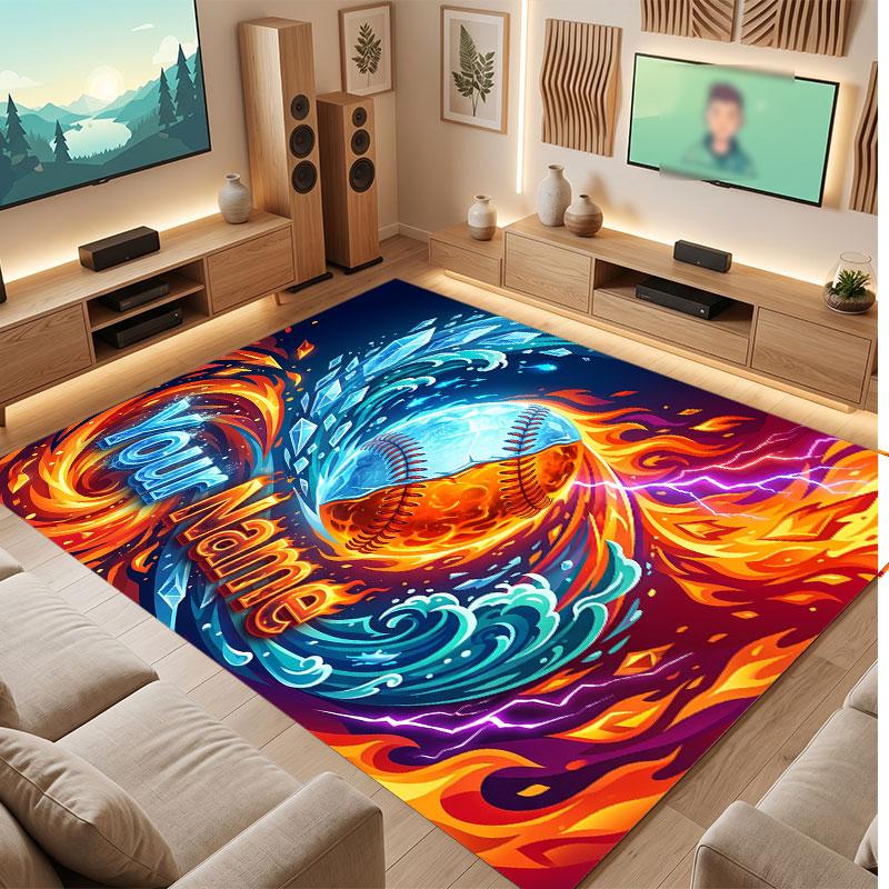 Decorative Artwork Theme Crystal Velvet Floor Rug Personalized Custom Name Text Warm Carpet Home Decoration