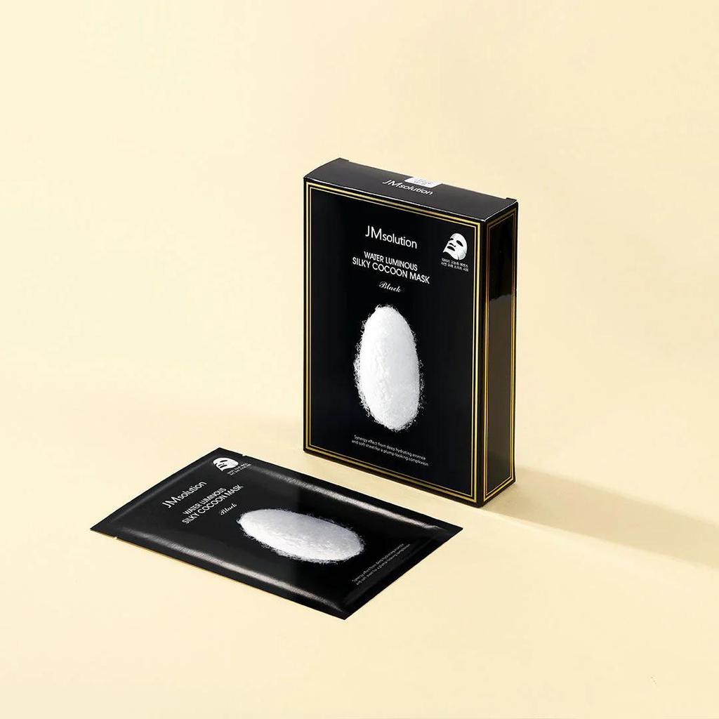 JMSOLUTION WATER LUMINOUS SILKY COCOON MASK Black, Moisturising, Kbeauty, Korean Cosmetics, Sample