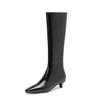 Cow Skin Autumn Winter Shoes Fashion Boots Pointed Toe Keep Warm Stiletto Med Heels Mid-calf Boots