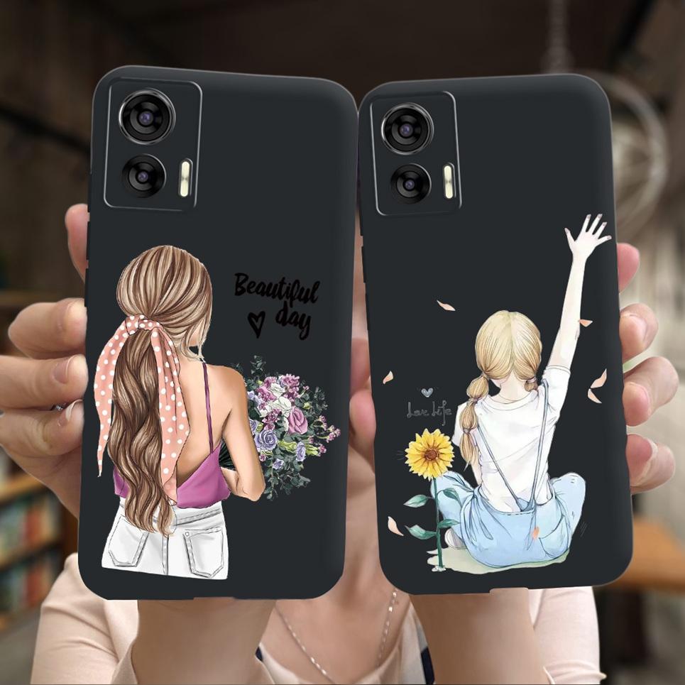 For Moto Edge 30 Neo 30 Lite Bumper Shell Flower Couple Love Heart Printing Phone Case For Motorola Edge30 Neo 30Neo Soft Capas