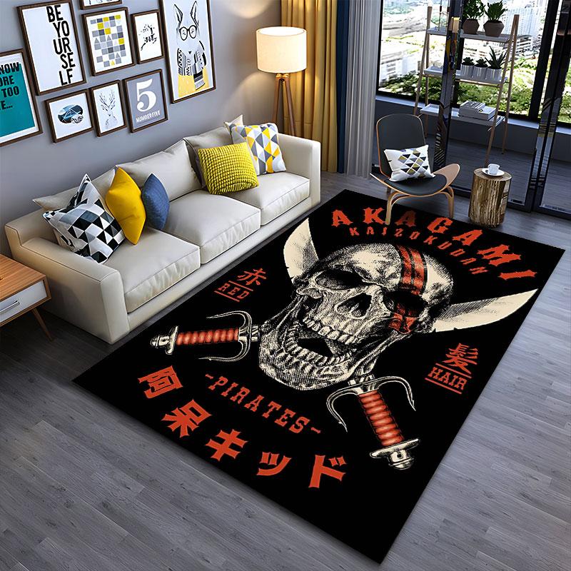 Skull Pirate Design Carpet suitable as a non-slip mat for the living room or bedroom sofa
