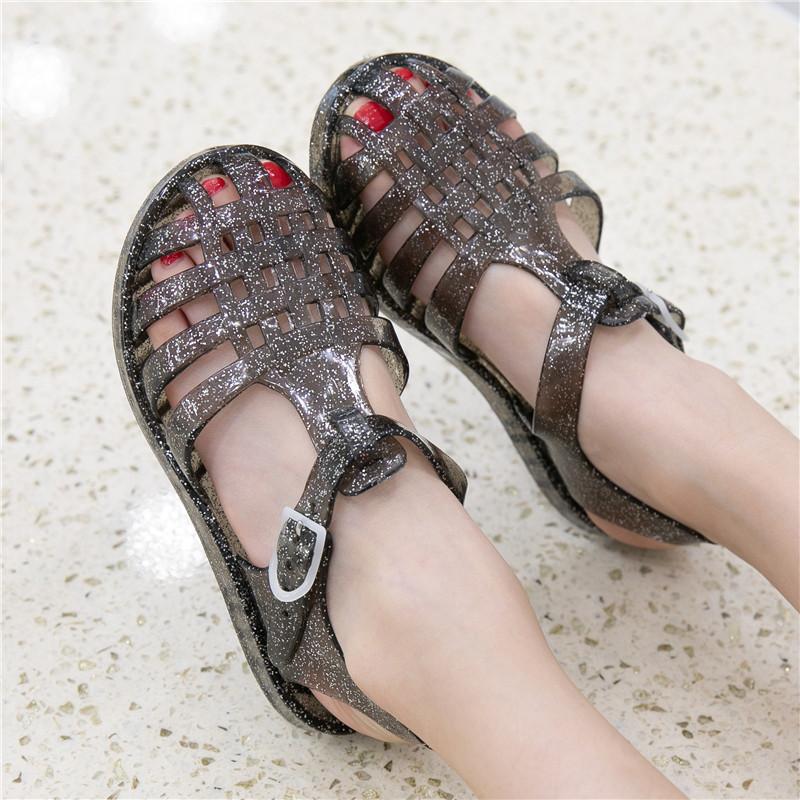 Детские сандалии, хрустальные туфли, римские туфли, желейная детская обувь маленького и среднего размера, девочки