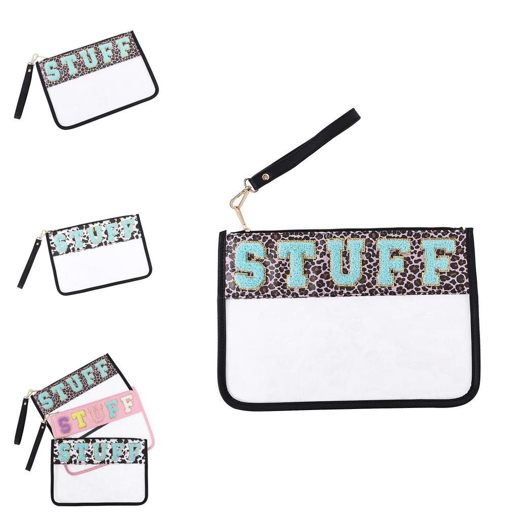 Embroidered Alphabet Pvc Toiletry Kit For Men And Women