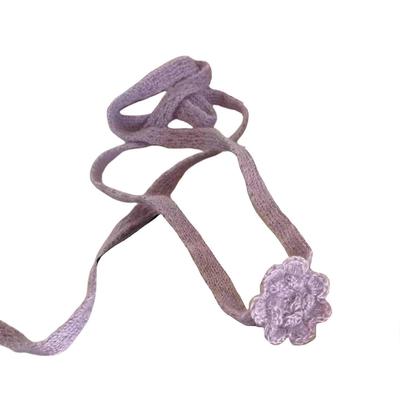 Handmade Rose Pattern Neck Scarf Elegant Clavicle Band Jewelry Decoration for Women, Versatile Fashion Accessory Purple