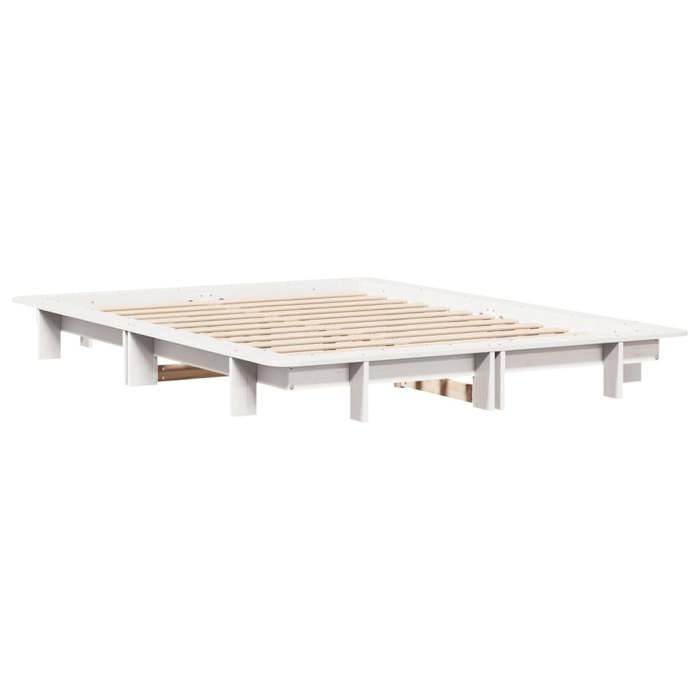VidaXL Cadre de lit blanc 150x200 cm bois de pin massif, meuble de chambre à coucher, sommier, lit en bois 350657