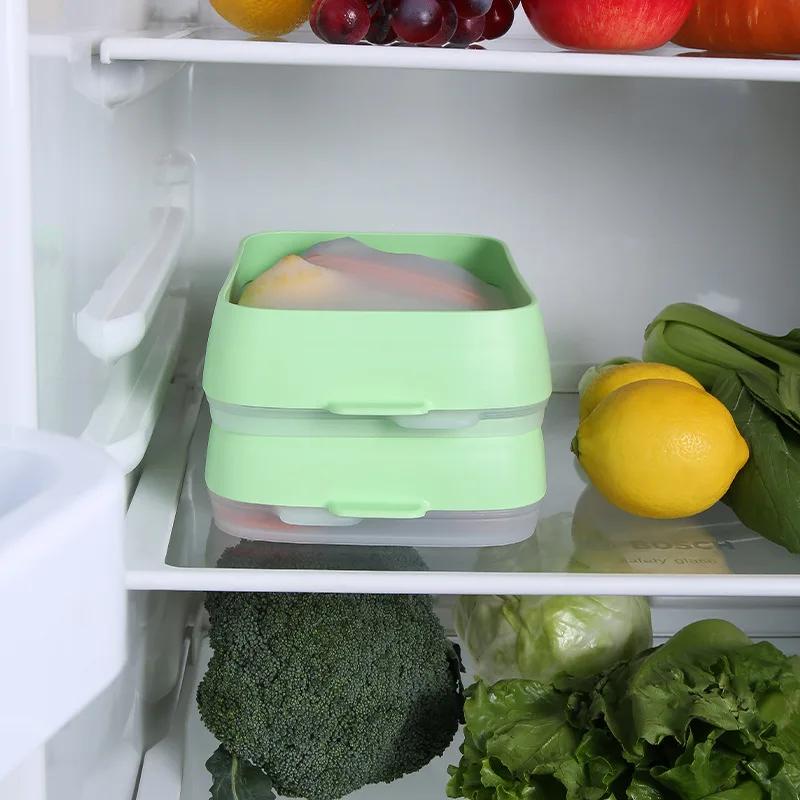 Удобный ланч-бокс Grass Green Food Crisper Прозрачный свежий, пригодный для использования в микроволновой печи силиконовый ланч-бокс