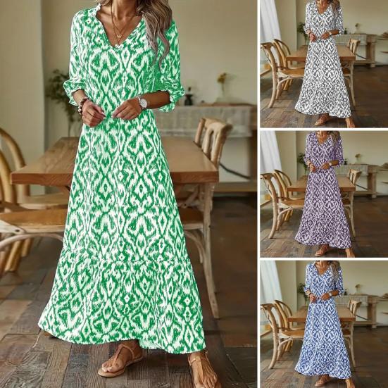 Женское платье с v-образным вырезом, свободное до щиколотки, с коротким рукавом, в тон, с принтом, в стиле пэчворк, пуловер трапециевидной формы, большие качели, мягкое женское платье макси