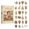 Florist Life Advent Calendar 24 Days Daily Bloom Countdown Calendar Gift Box with 24 Florist Theme Acrylic Hanging Ornament Holiday Party Favors Gift