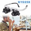 8X/15X/23X Telescopic Jeweler Magnifier Loupes with LED Light Len Magnifying Glass for Precision Work Eyewear Reading Watchmaker