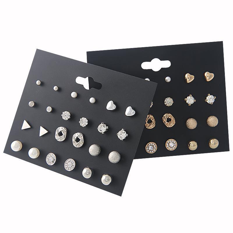 Комплект серег в корейском стиле с геометрическим жемчугом и бриллиантами в форме сердца для женщин - модный и универсальный