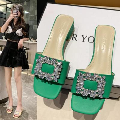 Модные тапочки женские роскошные женские туфли на плоской подошве со стразами для женщин дизайнерские шлепанцы женские шлепанцы женские летние тапочки 2024 года