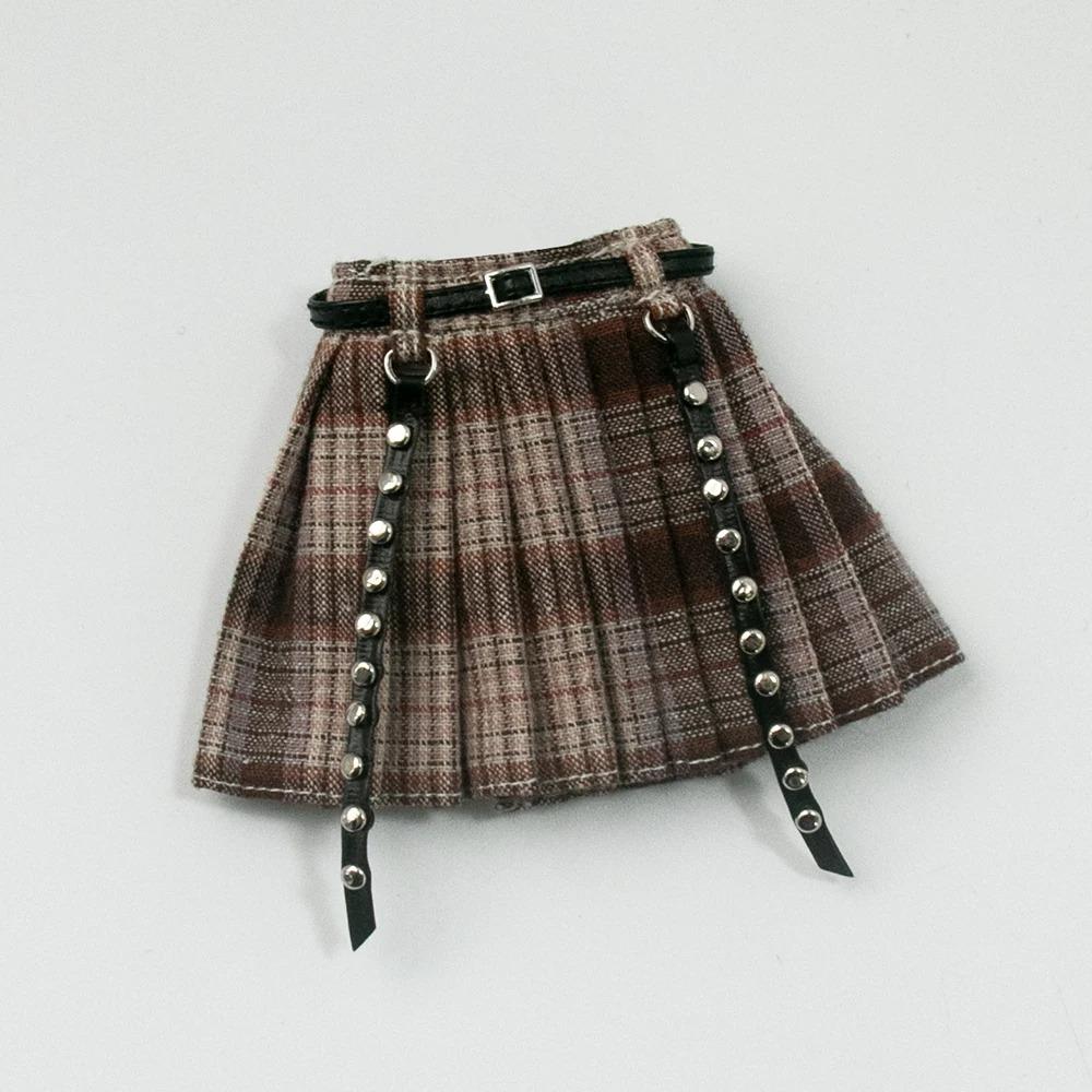 Одежда для Blythe Клетчатая плиссированная юбка Топ без бретелек Тюлевое платье Комплект юбка с оборками для кукол Licca Azones Ob22 Ker YMY аксессуары