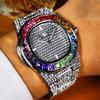Men Colorful Diamond Quartz Watches Luxury Gold Silver Big Dial Male Wristwatch Sport Business Clock Relogio Masculino