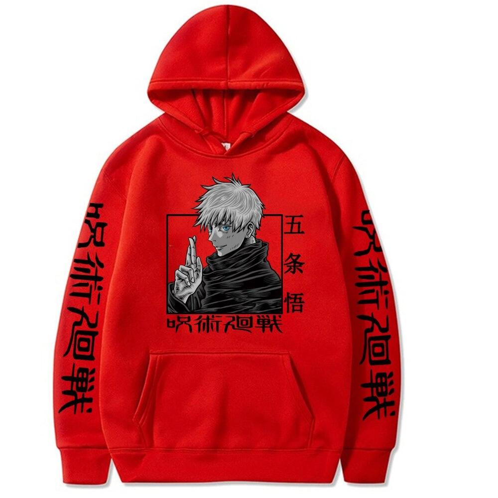 Аниме худи Сатору Годжо Jujutsu Kaisen Повседневный пуловер с принтом Свободный Мужской Осень Зима Харадзюку Толстовки с длинным рукавом