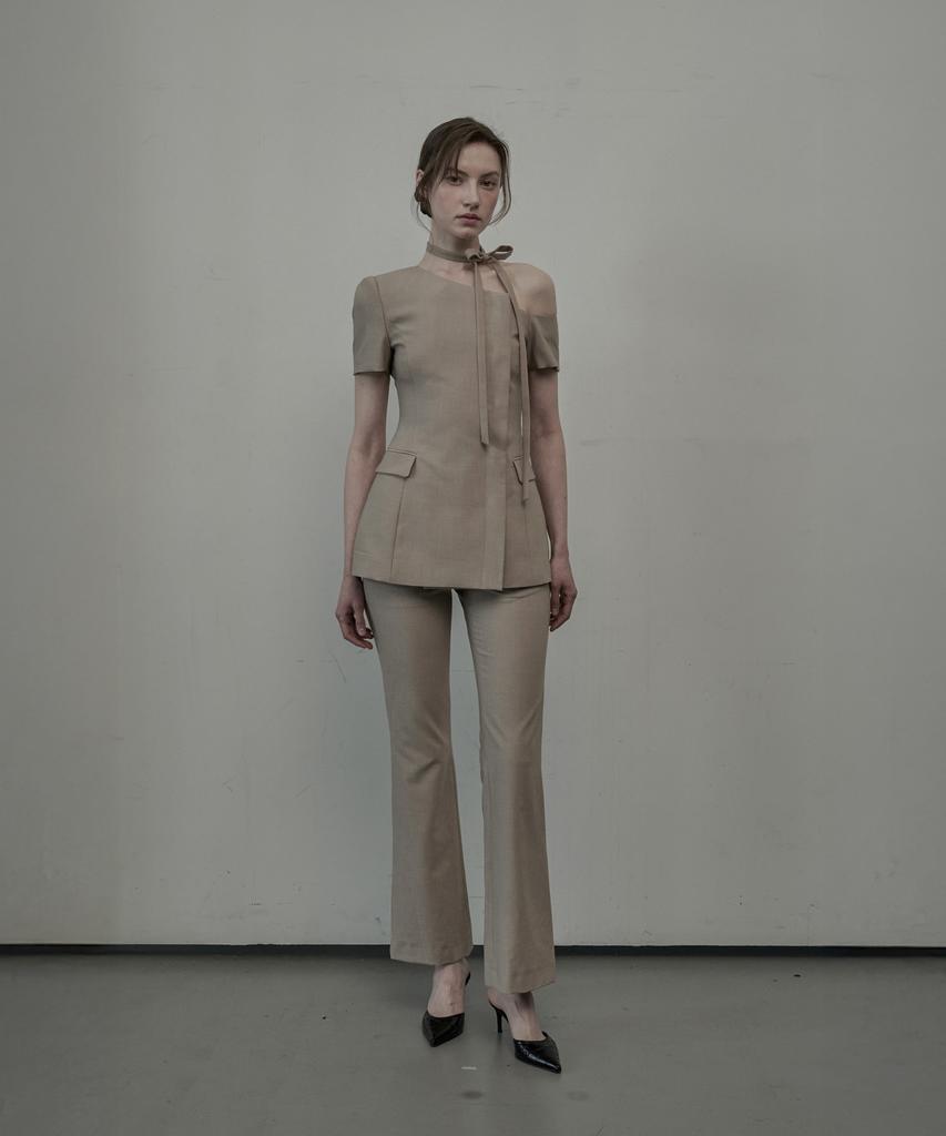 Брюки полуклеш Emma Linen от Mausolleum - Бежевые