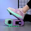 Роликовые кроссовки, кроссовки с роликом, светодиодные кроссовки с 2 колесами, роликовые кроссовки 2 в 1 со съемным роликом, катание на роликах, паркур