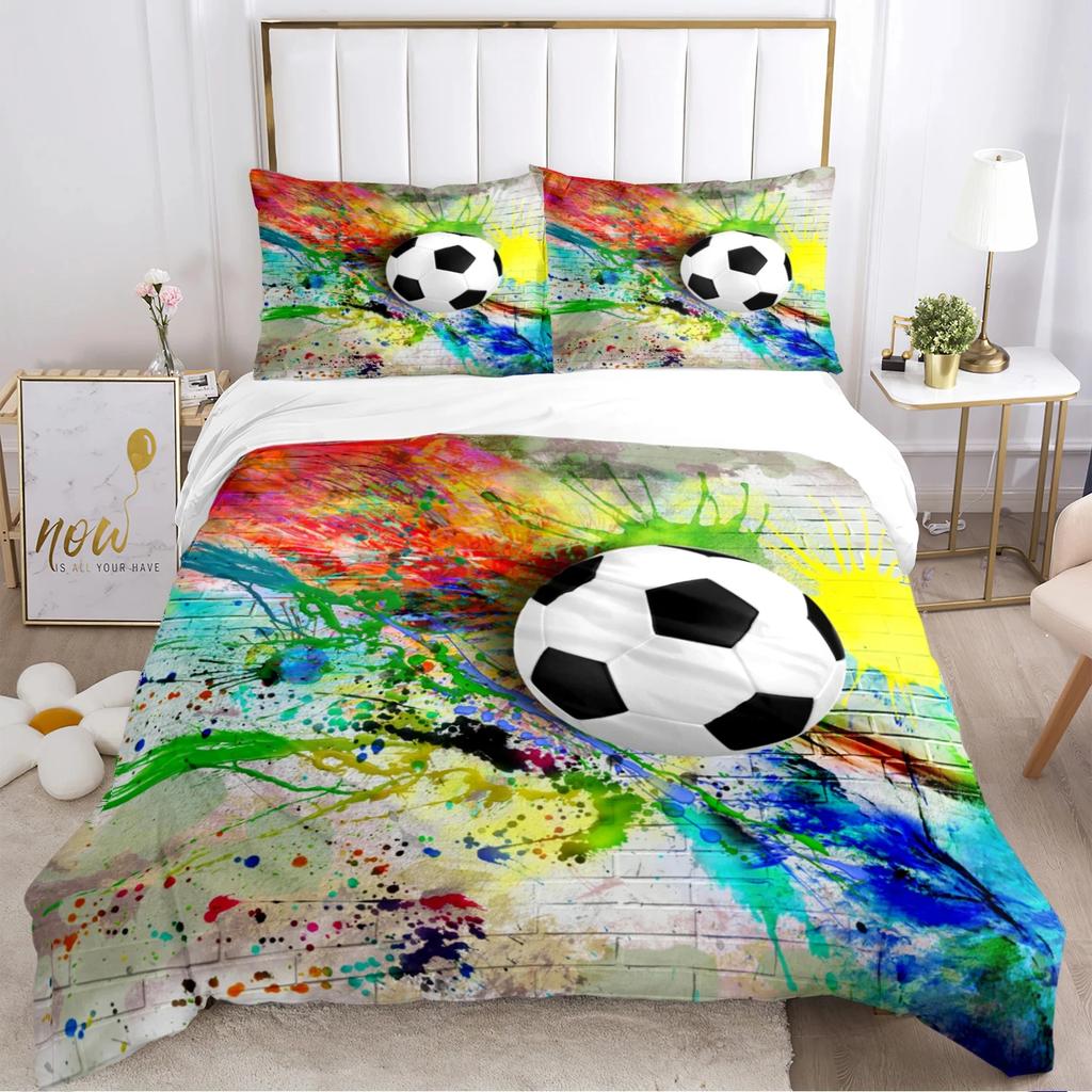 Мягкий комплект постельного белья с пододеяльником Футбол Мягкий теплый одеяло Комплекты постельного белья плюс наволочки для Teens, Односпальный/Двуспальный/Квин/Кинг Удобный пододеяльник Наволочка